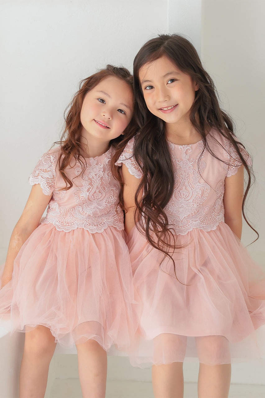 Kids エンブロイダリーチュールドレス ピンク 3歳｜結婚式のパーティー