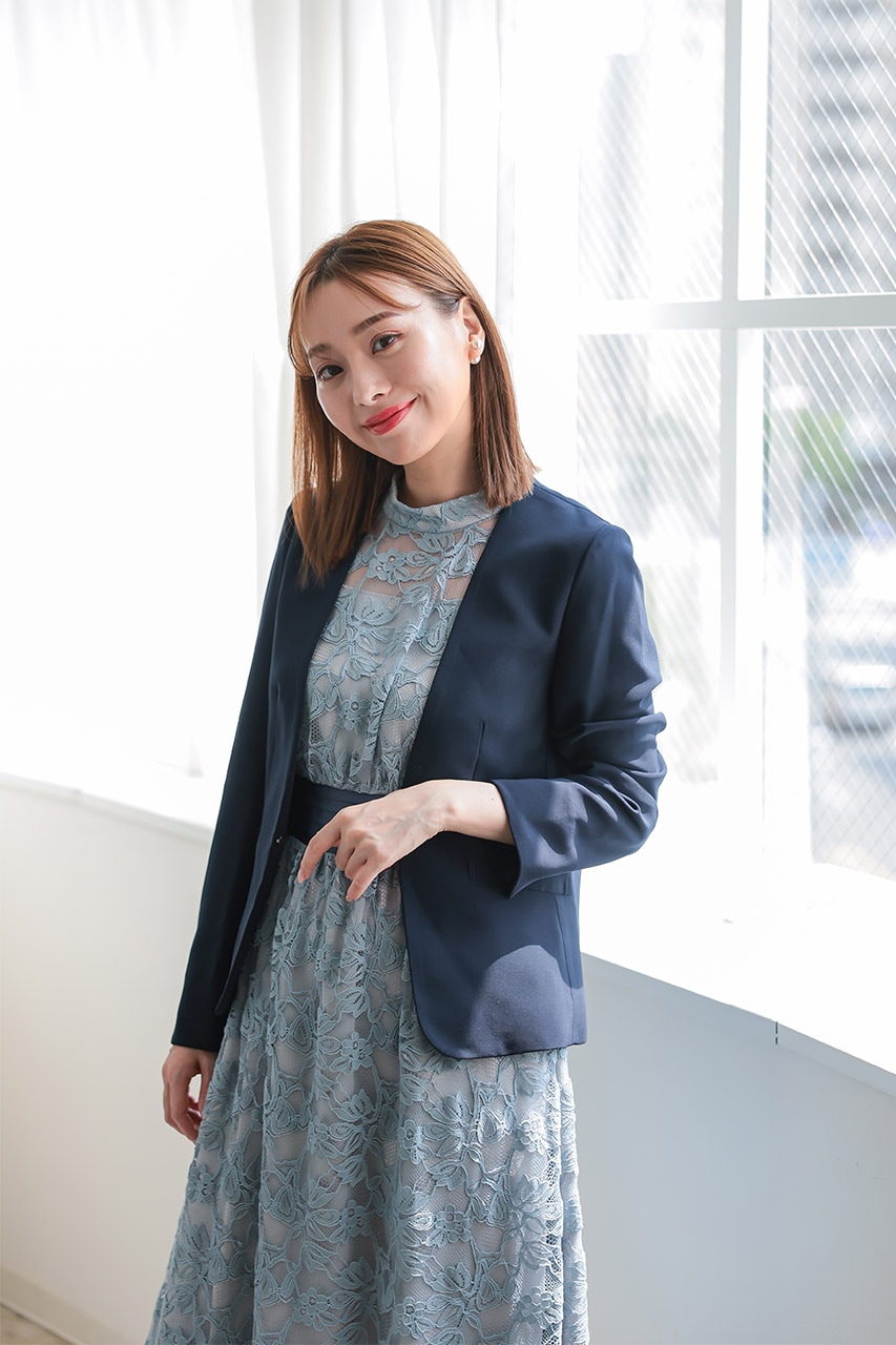 マイクロピケノーカラージャケット S｜結婚式のパーティードレスなら