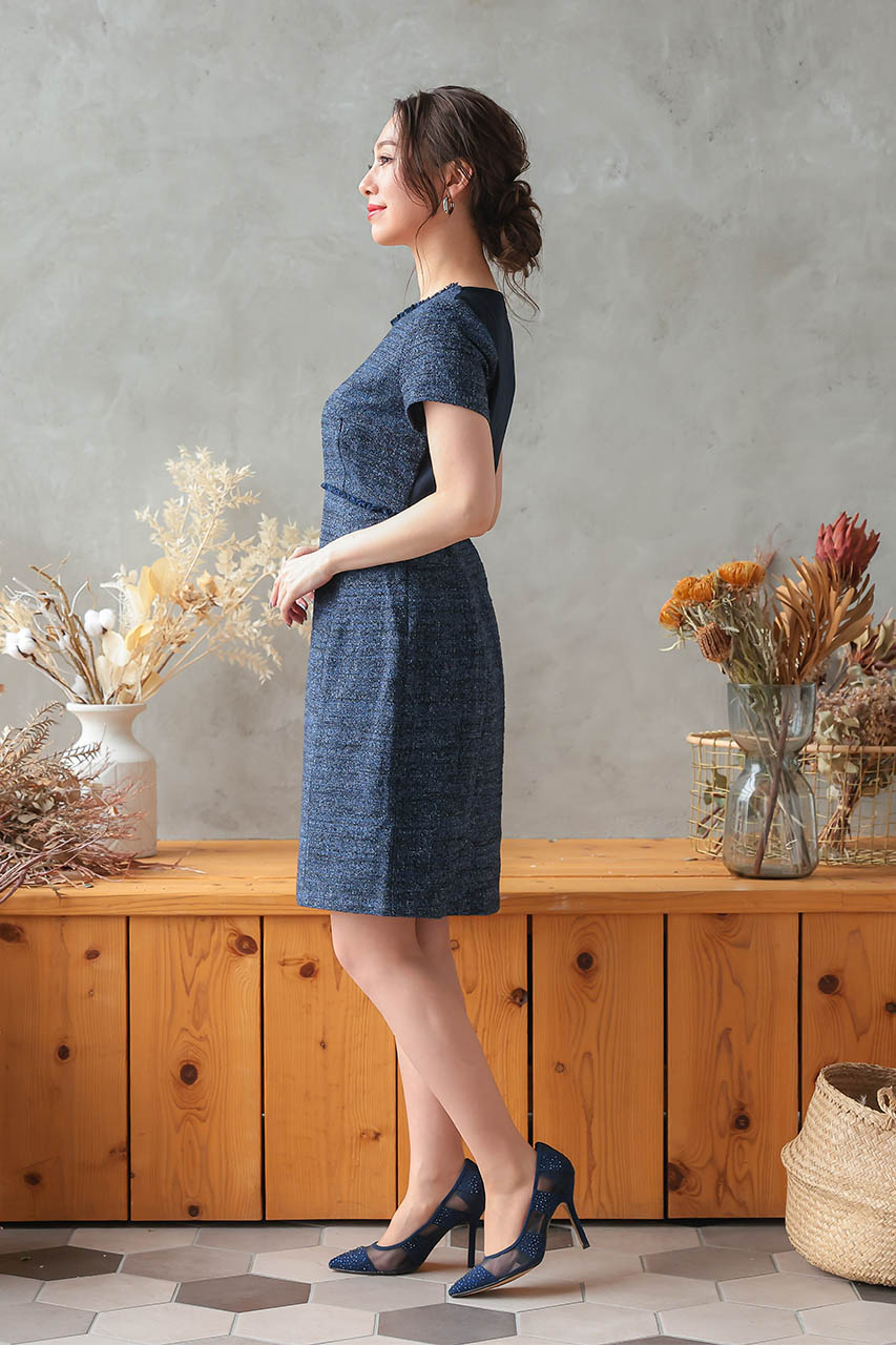 マタニティー兼用ツイードワンピース｜結婚式のパーティードレスなら