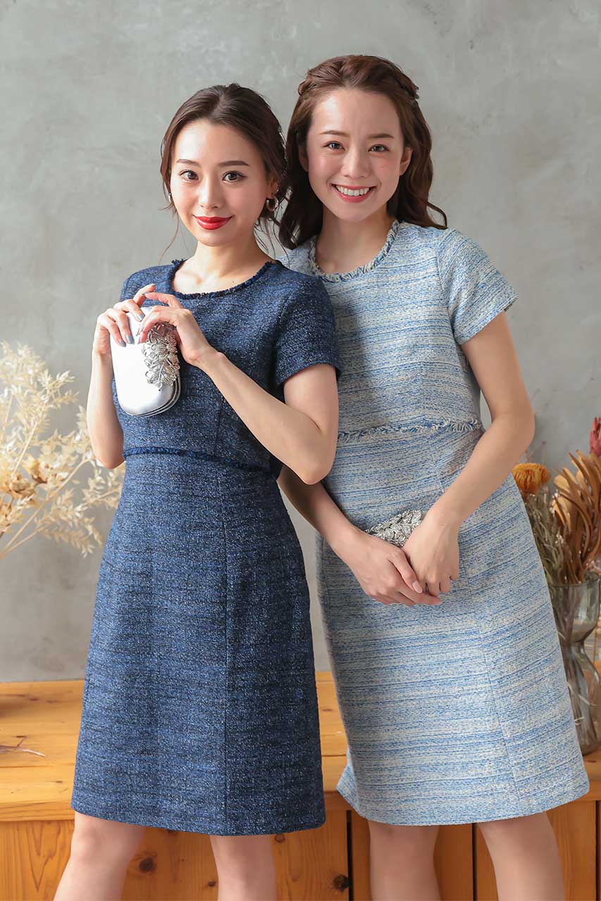 マタニティー兼用ツイードワンピース｜結婚式のパーティードレスなら