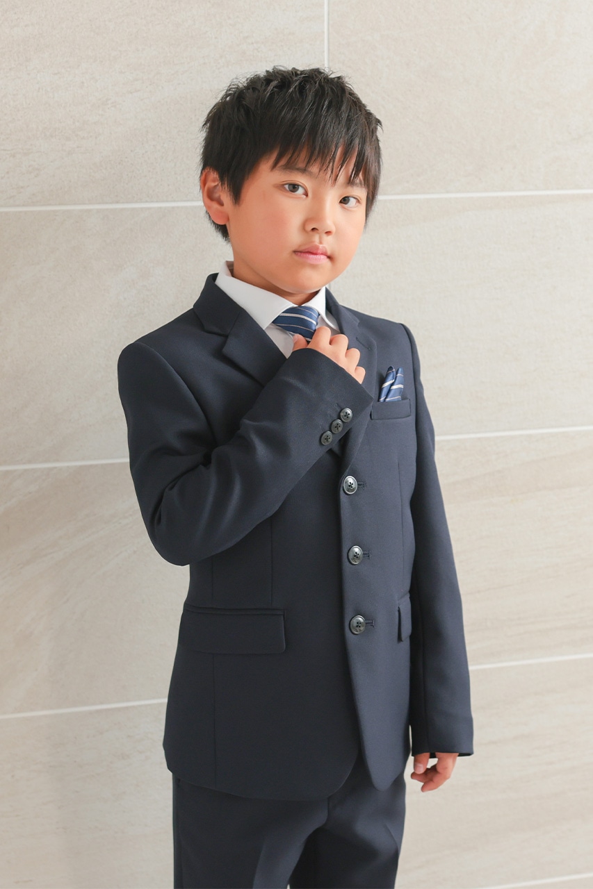 Boys 3つ釦ベーシックフォーマルスーツ ネイビー 140cm(シャツ