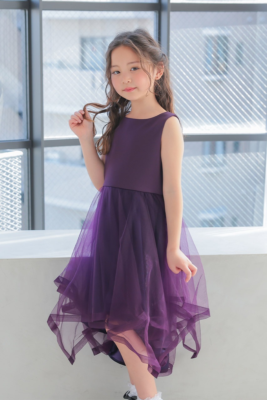 Kids チュールレイヤードドレス パープル 5歳｜結婚式のパーティー
