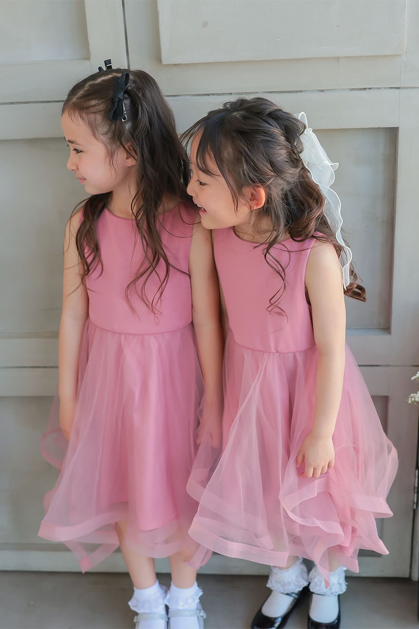 ✴*︎様 【pain】チュールレイヤードミニドレス　ピンク Kids チュールレイヤードドレス ピンク 4歳｜結婚式のパーティードレス
