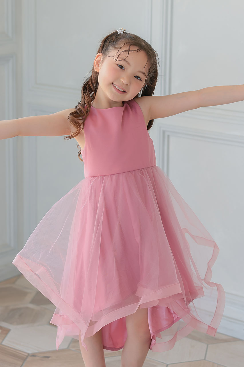 Kids チュールレイヤードドレス ピンク 4歳｜結婚式のパーティードレス