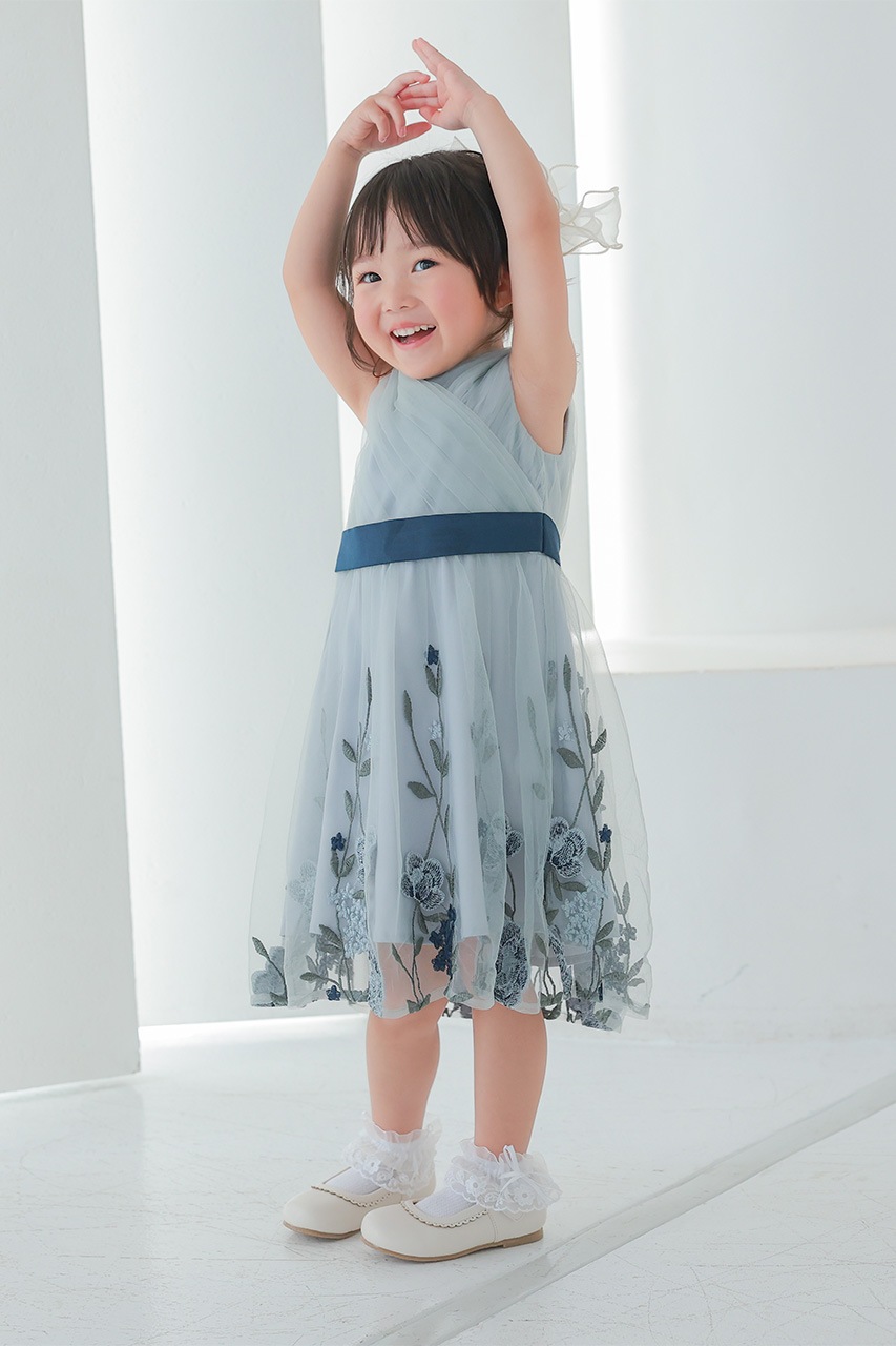 アシンメトリーシアーフラワーワンピースドレス結婚式パーティー