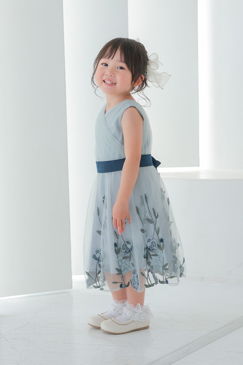 パーティードレス シアー フラワー キャミソール ロング 上品 Kids シアーフラワーチュールドレス 5歳|結婚式のパーティー