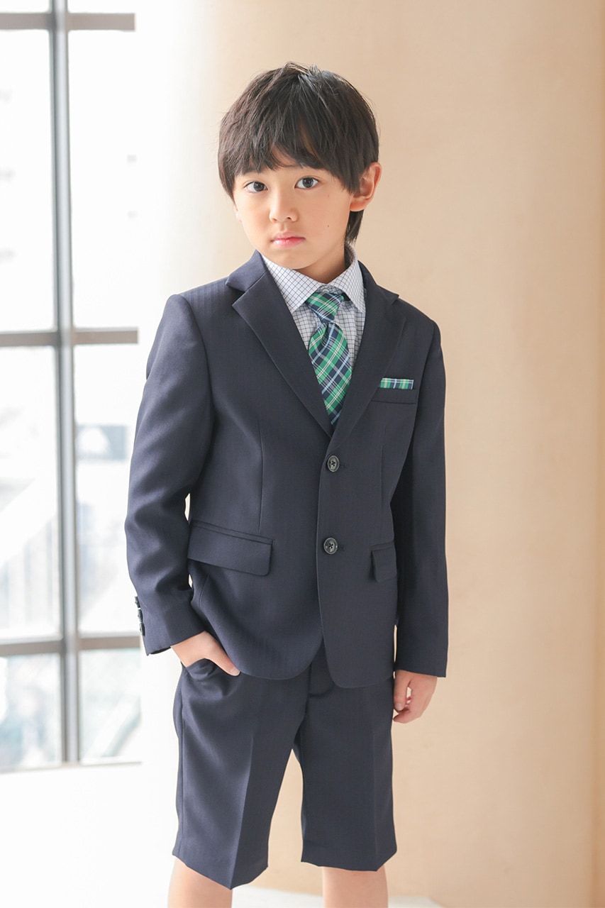 バーバリー　フォーマル　スーツ　ジャケット　ネクタイ　シャツ　パンツ　130cm Boys ストライプフォーマルスーツ ネイビー 130cm(シャツ/ジャケット
