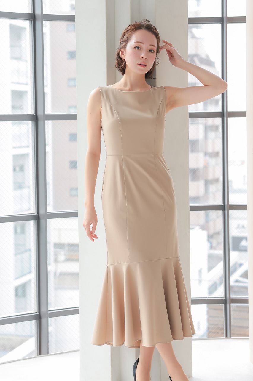 セットアップ可能】マーメイドロングワンピース ベージュ/M｜結婚式の 