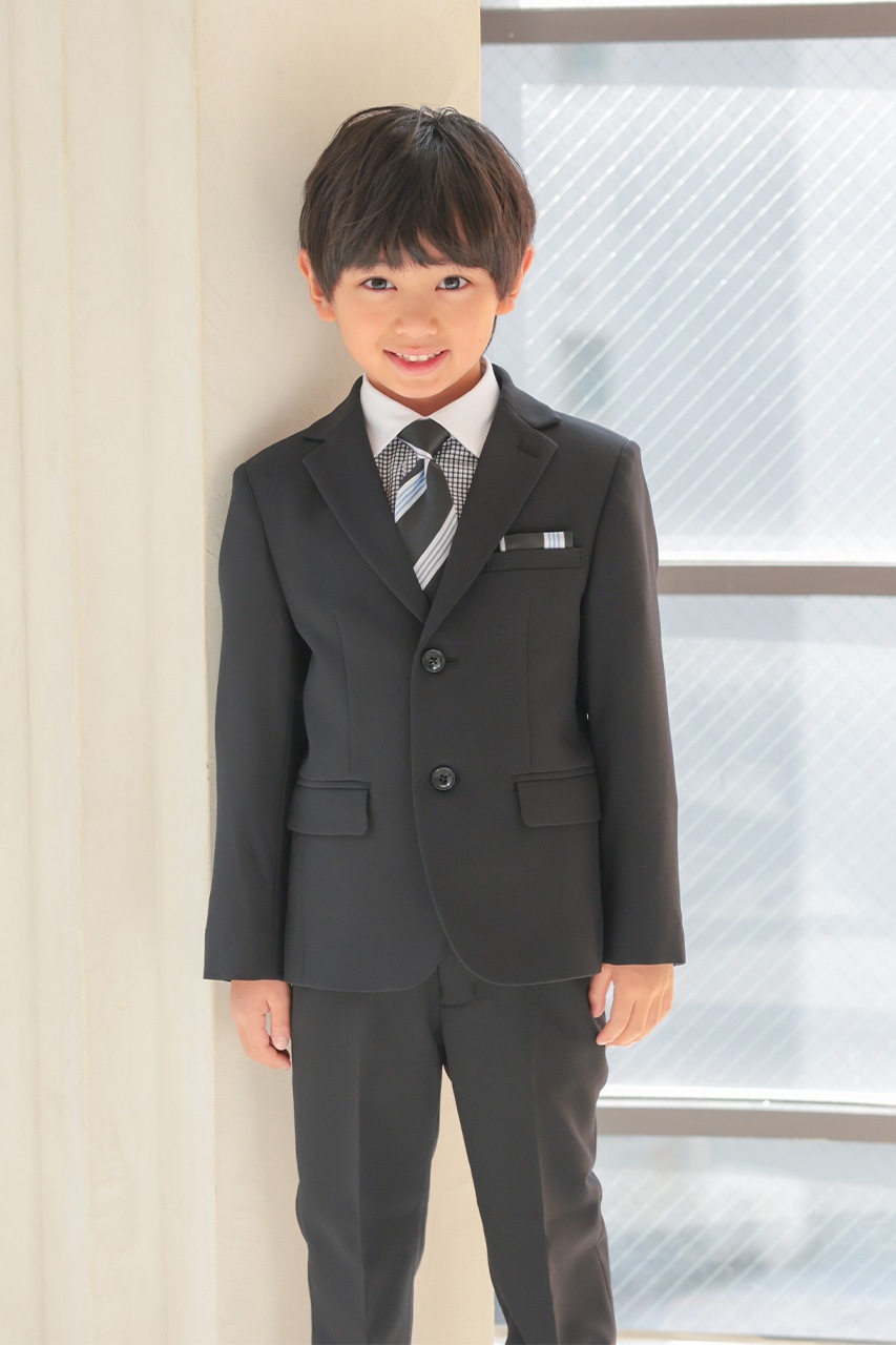 Boys ギンガムチェックロングパンツスーツ ブラック 120cm(シャツ