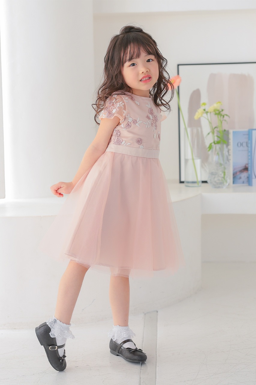 Kids フラワーエンブロイダリードレス 3歳｜結婚式のパーティードレス
