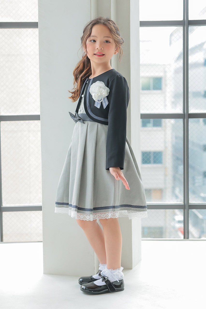 Girls 千鳥格子ワンピースアンサンブル 120cm(ワンピース/ボレロ