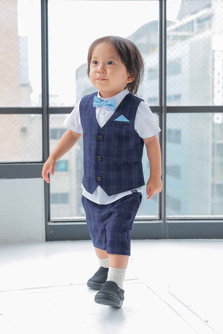 Boys ハーフベストスーツセット ネイビー 100-105cm(シャツ