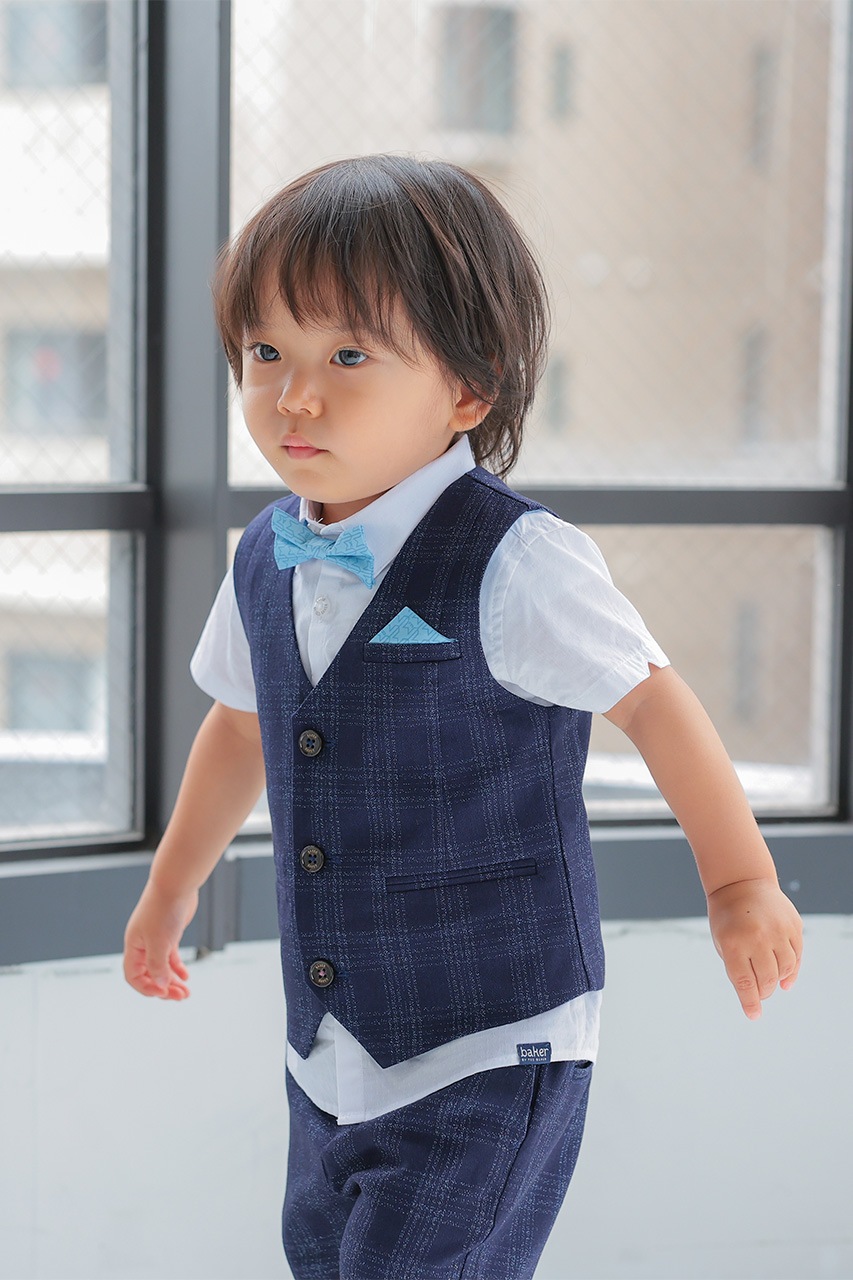 Boys ハーフベストスーツセット ネイビー 100-105cm(シャツ