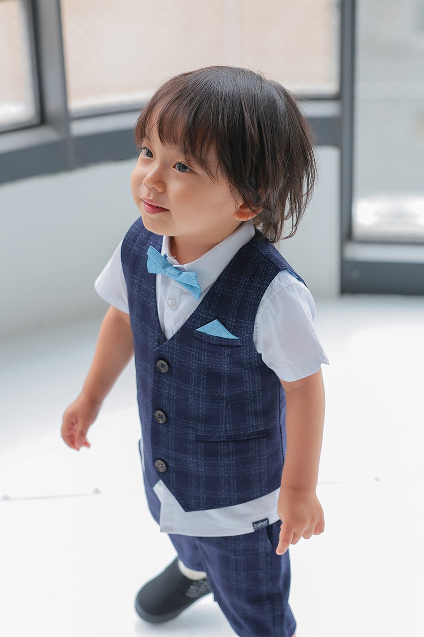 Boys ハーフベストスーツセット ネイビー 100-105cm(シャツ