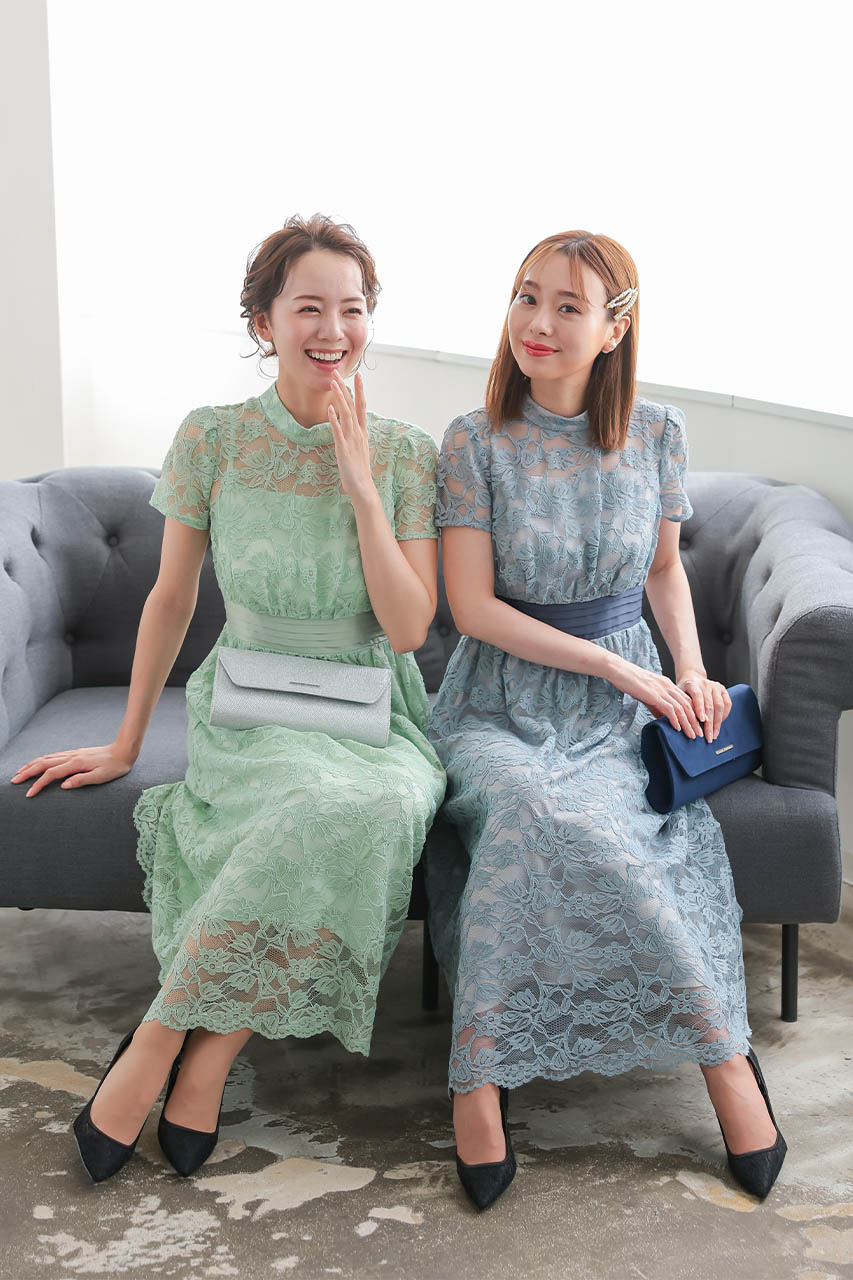 結婚式 パーティドレス くすみブルー Lサイズ クラッチバッグ