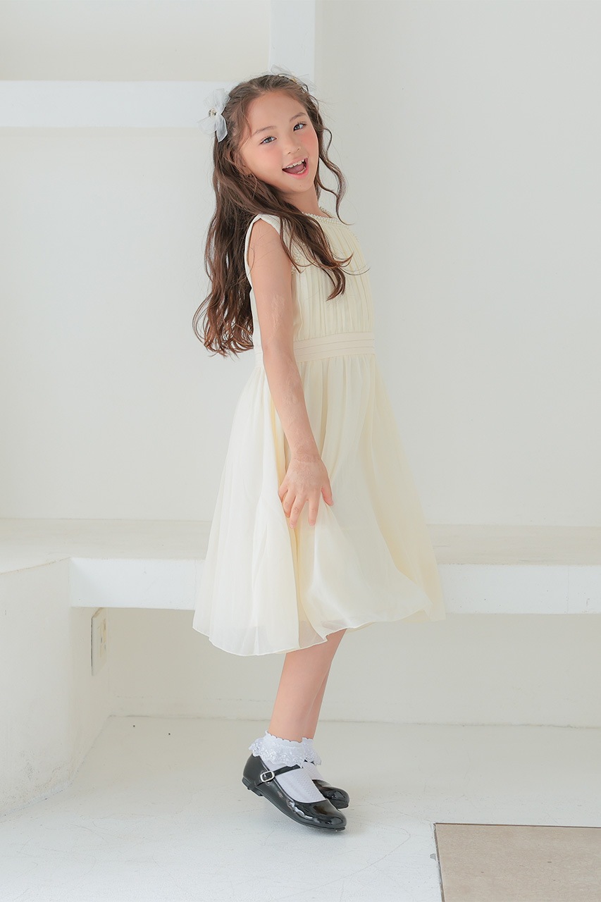 Kids パールデザインシフォンギャザードレス 9-10歳｜結婚式の