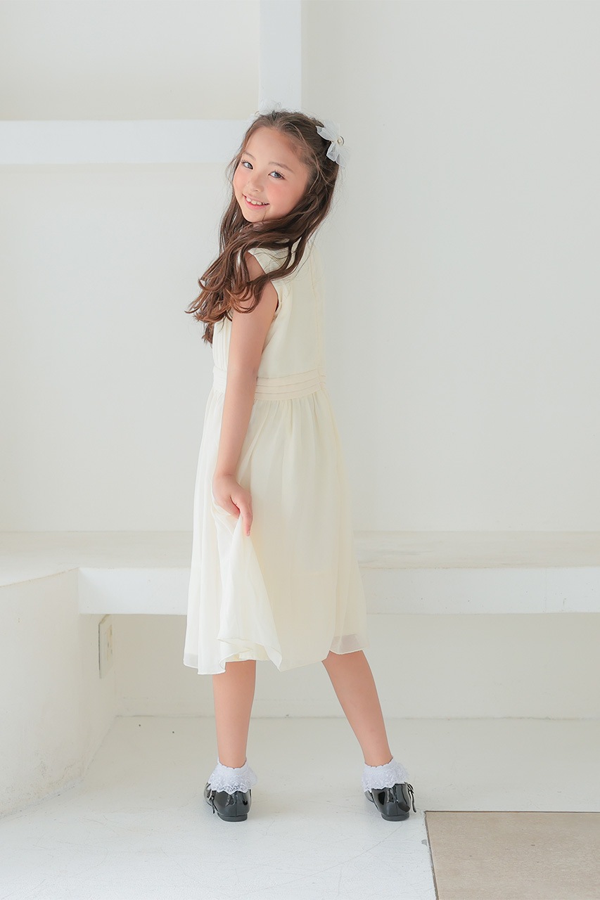 Kids パールデザインシフォンギャザードレス 9-10歳｜結婚式の