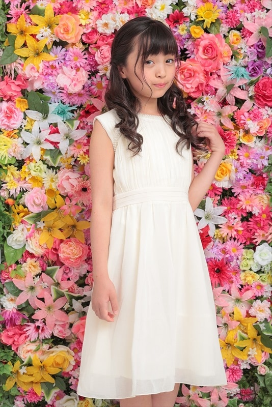 Kids パールデザインシフォンギャザードレス 9-10歳｜結婚式の