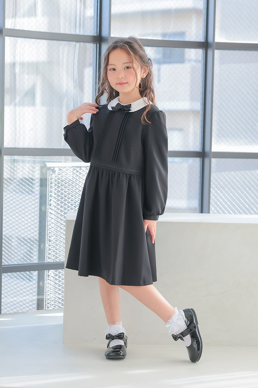 【美品】プティマイン　フォーマルドレス　ワンピース　130cm　靴(21cm) Girls 白襟フォーマルワンピース 130cm｜結婚式のパーティー