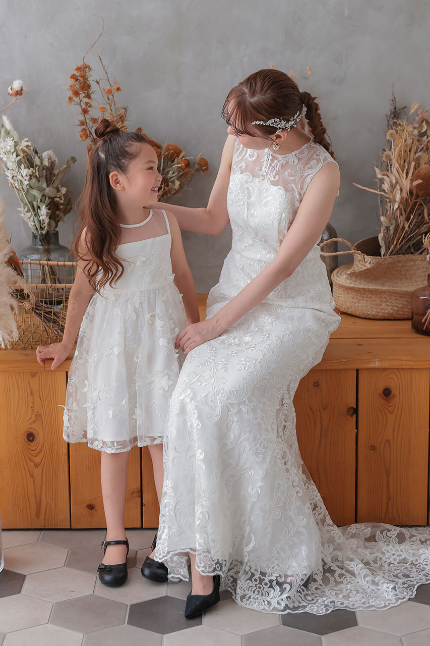 Kids レース刺繍フェアリードレス 5歳｜結婚式のパーティードレスなら