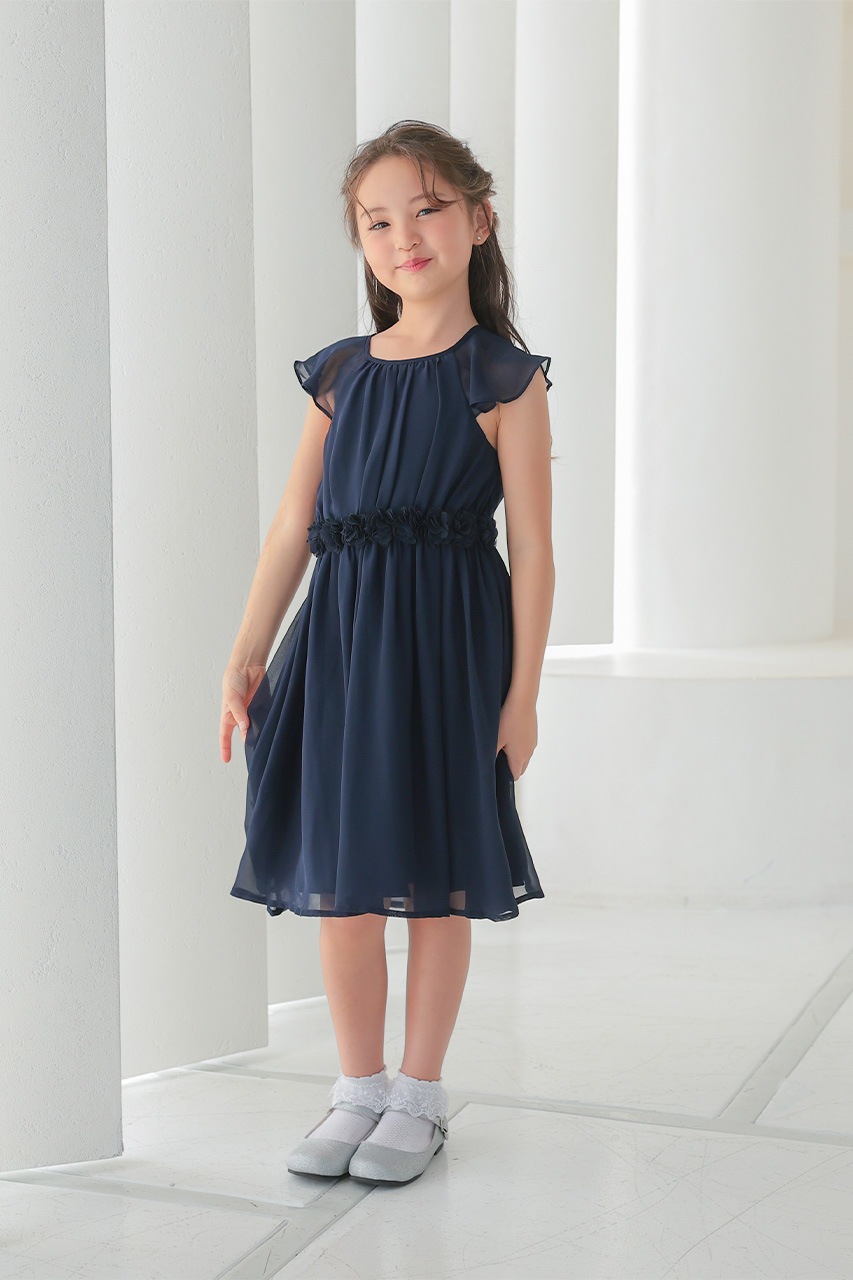 レンタルスタジオ貸衣装キッズロングドレス才9才10才130cm140cm Kids ウエストフラワーシフォンドレス 9歳｜結婚式のパーティー