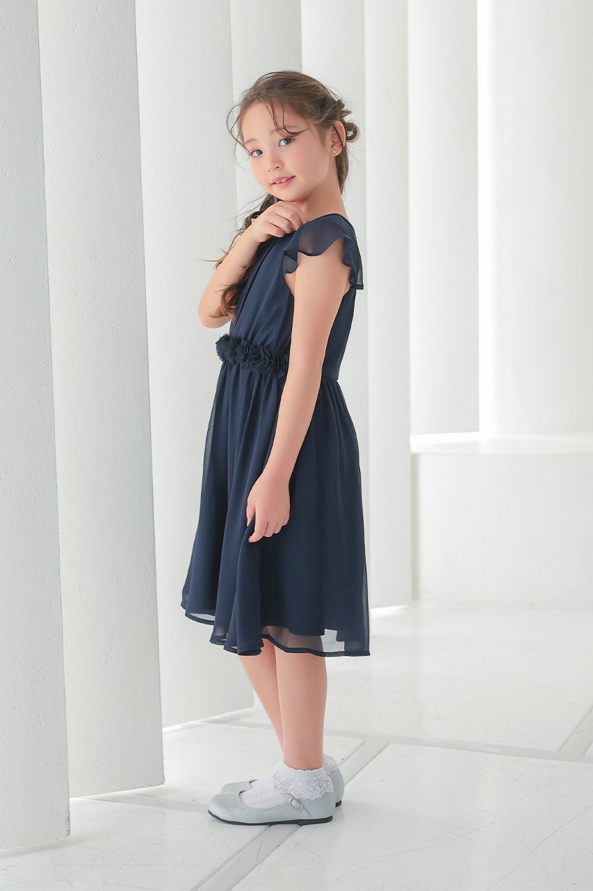 Kids ウエストフラワーシフォンドレス 10歳｜結婚式のパーティードレス