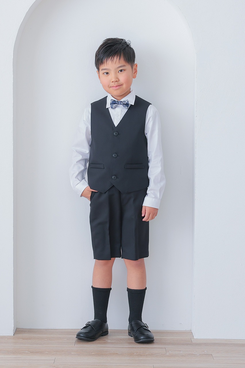 Boys ベストスーツセット 120cm(シャツ/ベスト/パンツ/蝶ネクタイ4点 