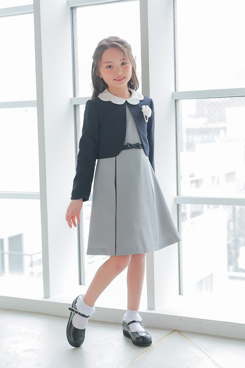 トッカ 120 フォーマル 3点セット セレモニー ワンピース ボレロ 靴 キッズスーツ2点SETトッカ　アイボリー×ネイビー⁄120