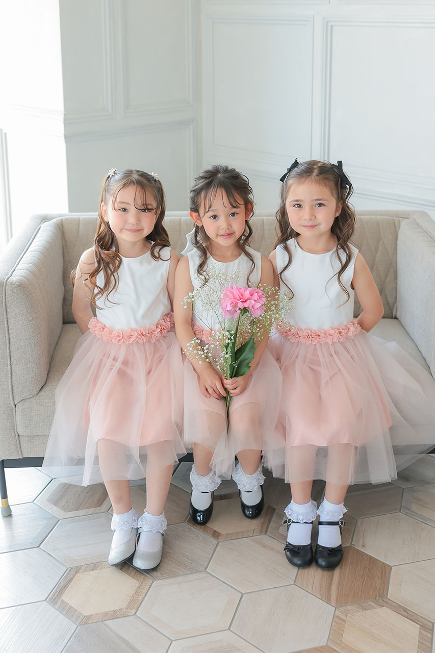 Kids 3Dフローラルチュチュドレス ピンク 7歳|結婚式のパーティー  