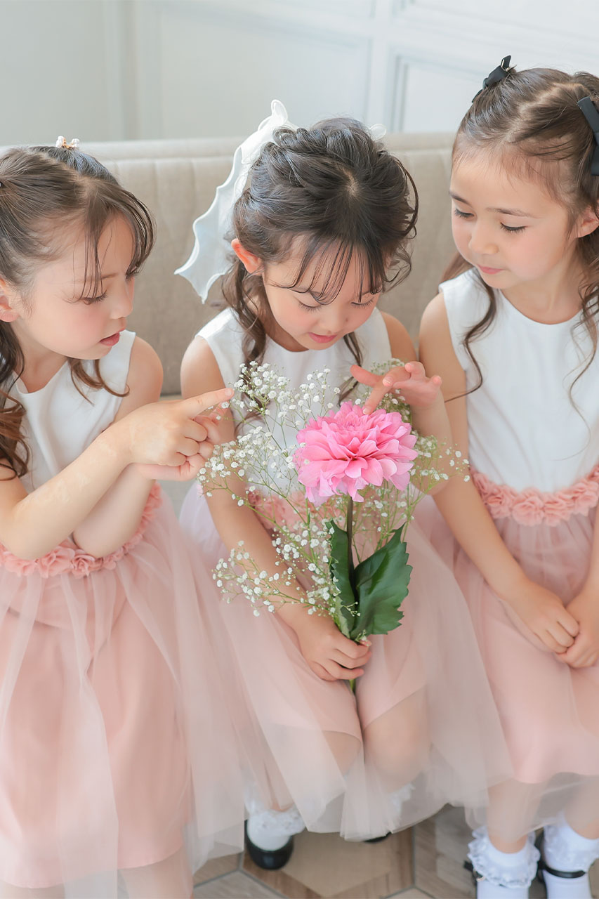 Kids 3Dフローラルチュチュドレス ピンク 7歳|結婚式のパーティー  