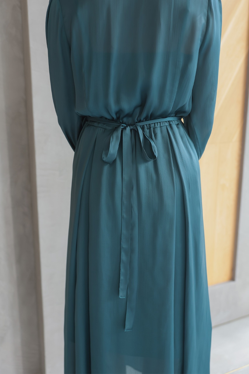 ヨーリューサテンロングワンピース グリーン/M｜結婚式のパーティー