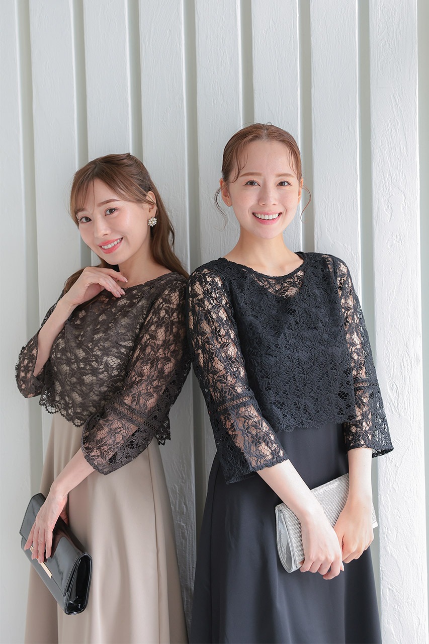 ボレロセット2WAY Aラインドレス ブラウン｜結婚式のパーティードレス