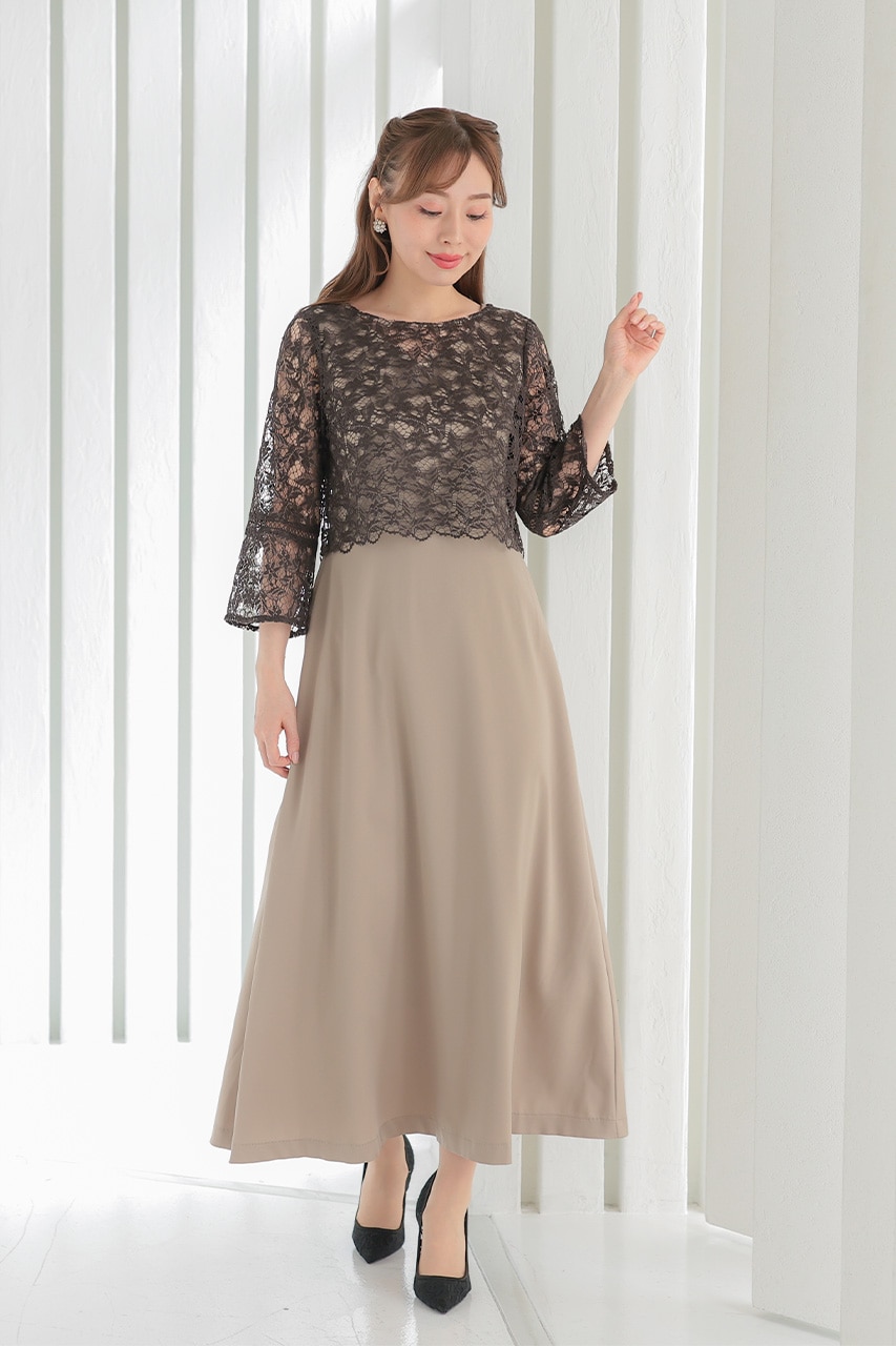 ボレロセット2WAY Aラインドレス ブラウン｜結婚式のパーティー