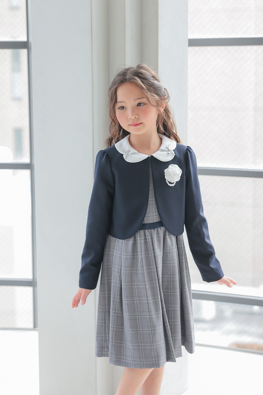 Girls グレンチェックワンピースアンサンブル 120cm(ワンピース/ボレロ  