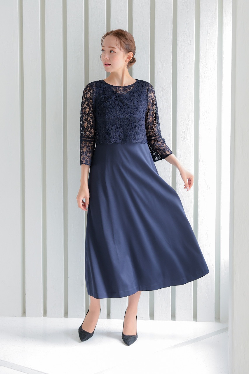 ボレロセット2WAY Aラインドレス ネイビー｜結婚式のパーティードレス  