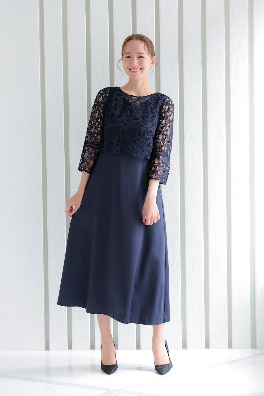 ボレロセット2WAY Aラインドレス ネイビー｜結婚式のパーティードレス