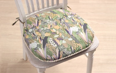 ジャカード織 紐付シートクッション 約43×45cm [botany]