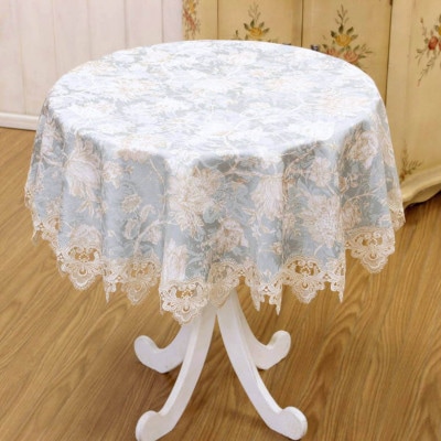 撥水加工ジャカード織 テーブルクロス 約100cm [Turquoise]