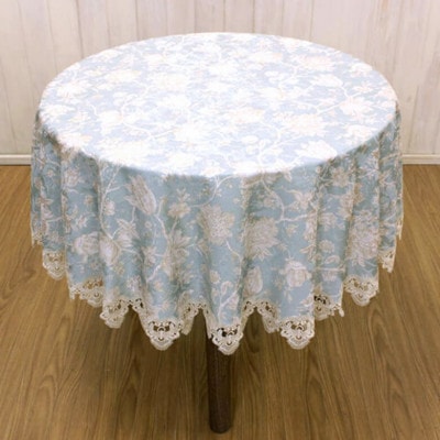 撥水加工ジャカード織 テーブルクロス 約150cm [Turquoise]