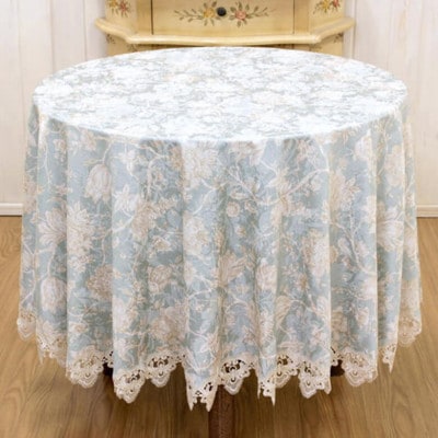 撥水加工ジャカード織 テーブルクロス 約180cm [Turquoise]