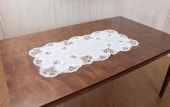 ギュピールレース テーブルセンター 約44×88cm [White Motif]