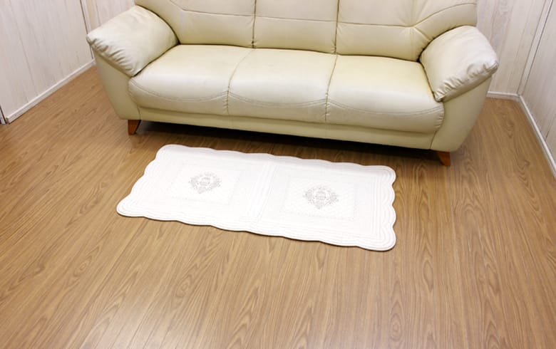 romanice 刺繍入りコットンキルト ロングマット 約58×120cm