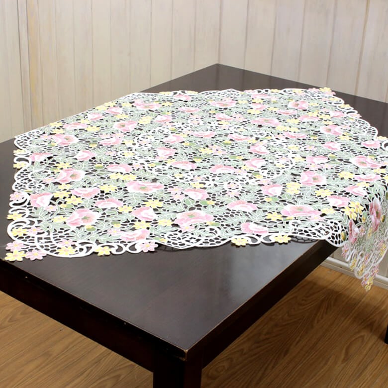 anemone mistral 総柄刺繍 テーブルクロス 約85×85cm｜インテリア