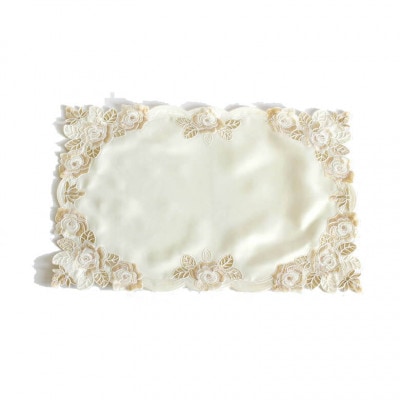 コード刺しゅう テーブルセンター 約30×45cm [Champagne]