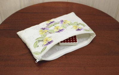 【SALE】Viola コード刺繍 マルチケース 約12×20cm