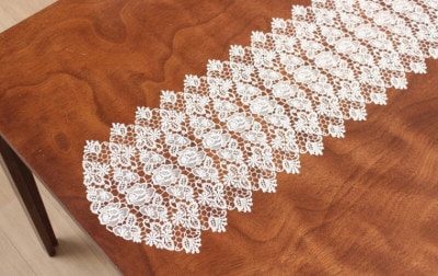 ギュピールレース テーブルセンター 約27×140cm [Twinkle rose]