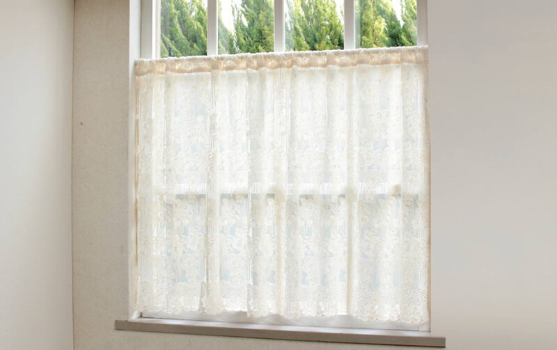 カフェカーテン　フランス製チュールレース klaine blume チュールレース カフェカーテン 約幅135×60cm