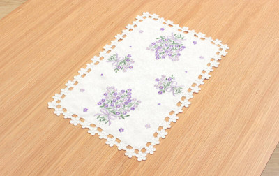 コード刺繍 テーブルセンター 約25×40cm [Flax]