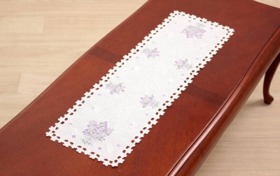 コード刺繍 テーブルセンター 約25×80cm [Flax]