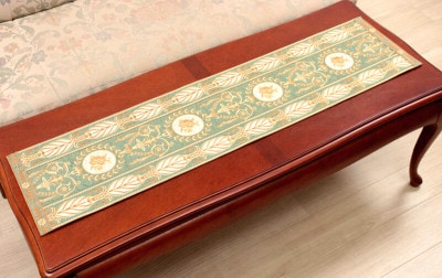 刺繍入り テーブルセンター 約29×120cm [Cherbourg]